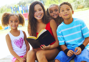 children reading bible